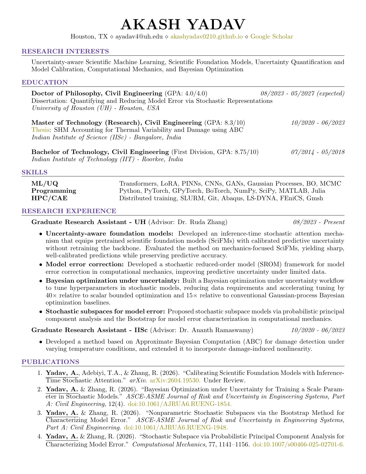 Akash Yadav curriculum vitae, page 1